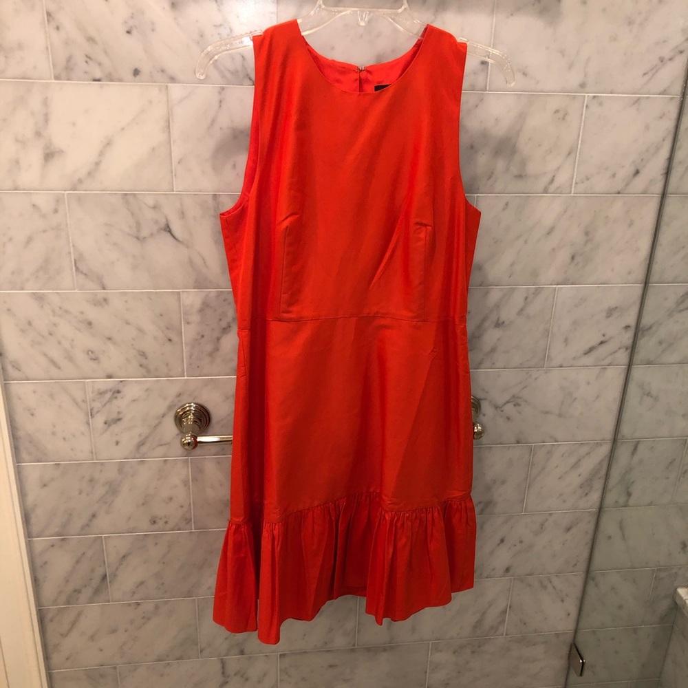 Jcrew Tailored Ruffle Hem Dress, Bow Back Clasp